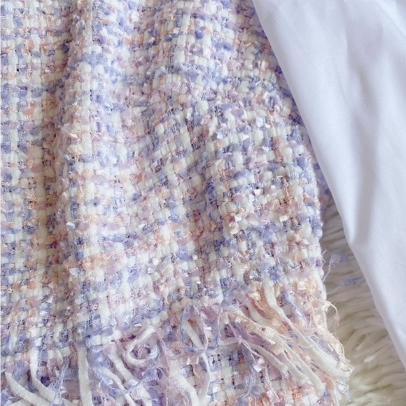 Knotted Detail Frayed Trim 2 In 1 Tweed Dress - Picture 7 of 7